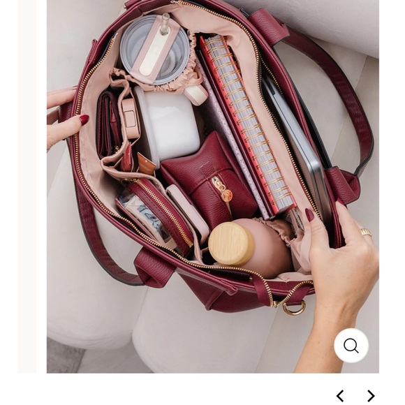 Poppy & Peonies Burgundy Tote Bag - Picture 3 of 4